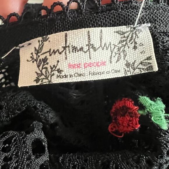Free People Cherry Embroidered Black lace Top - Picture 3 of 6